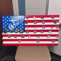 Red White and Blue Military Coin Display Flag