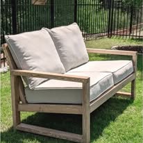 Small Outdoor Wooden Loveseat Front View