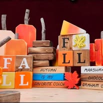 Fall Wooden Blocks and Pumpkins
